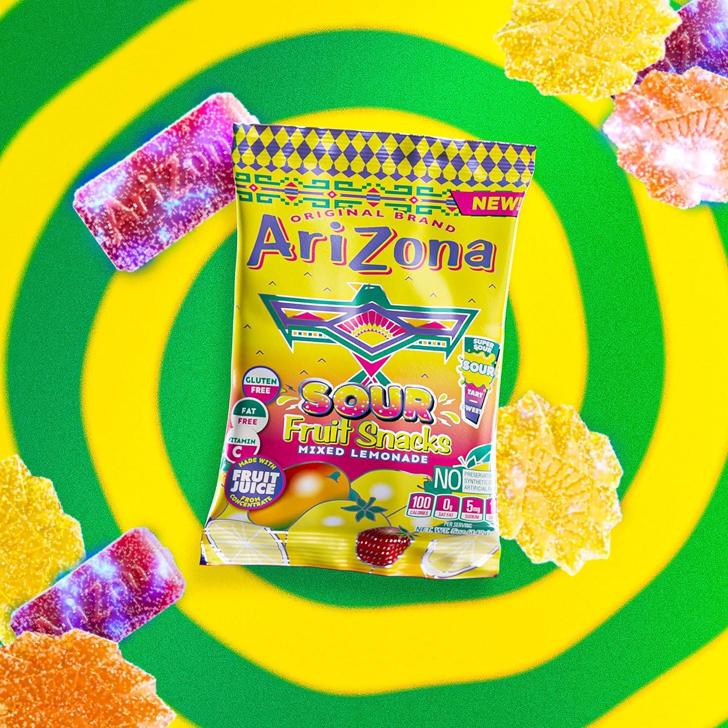 image:imageAriZona Sour Lemonade Fruit Snacks NEW 5 Ounce Bags Pack of 12 Gluten Free Gummy Chews