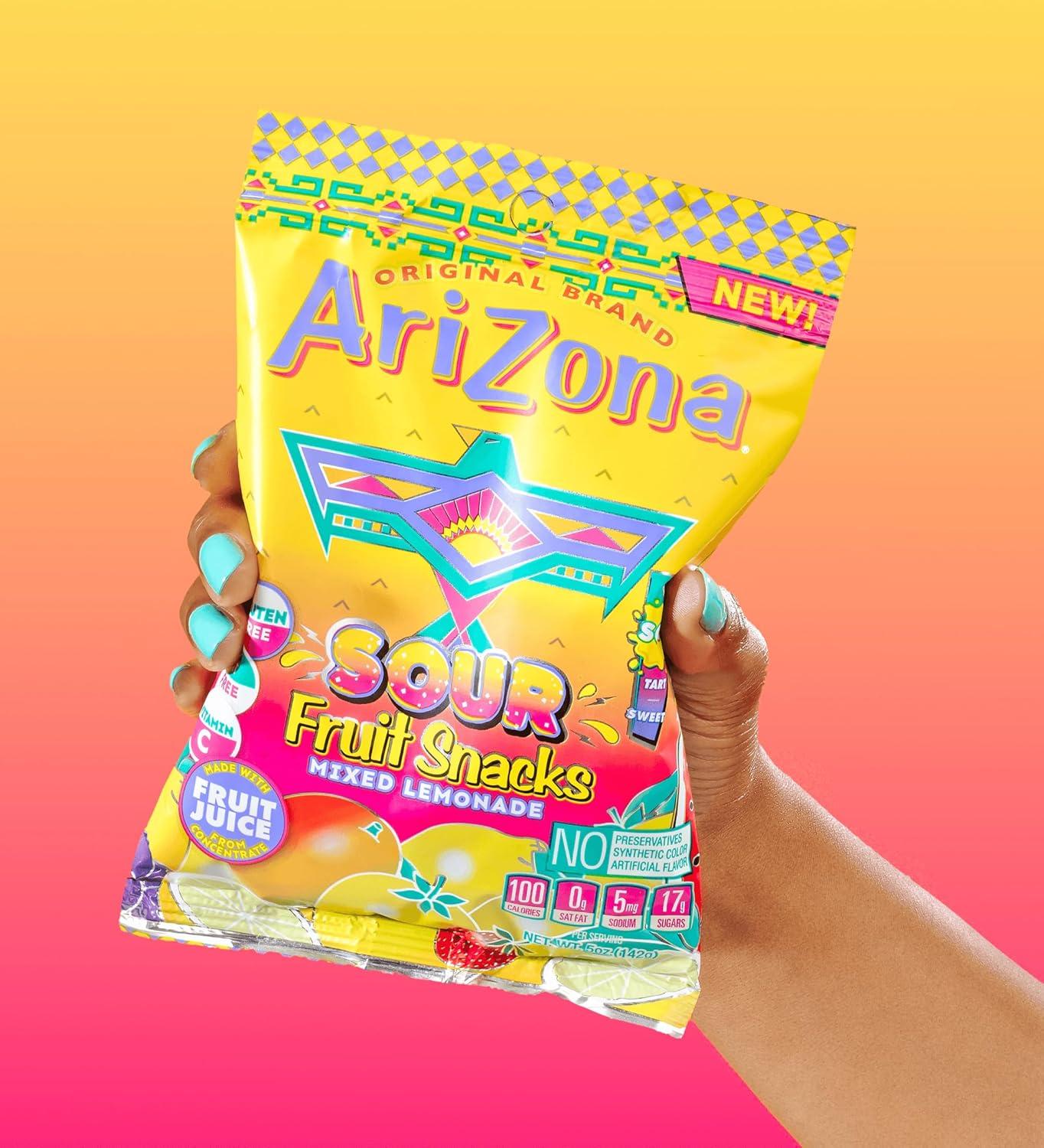 image:imageAriZona Sour Lemonade Fruit Snacks NEW 5 Ounce Bags Pack of 12 Gluten Free Gummy Chews