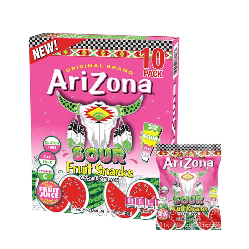 image:imageAriZona Iced Tea Fruit Snacks Mixed Fruit  09 oz 10 count BoxSour Watermelon