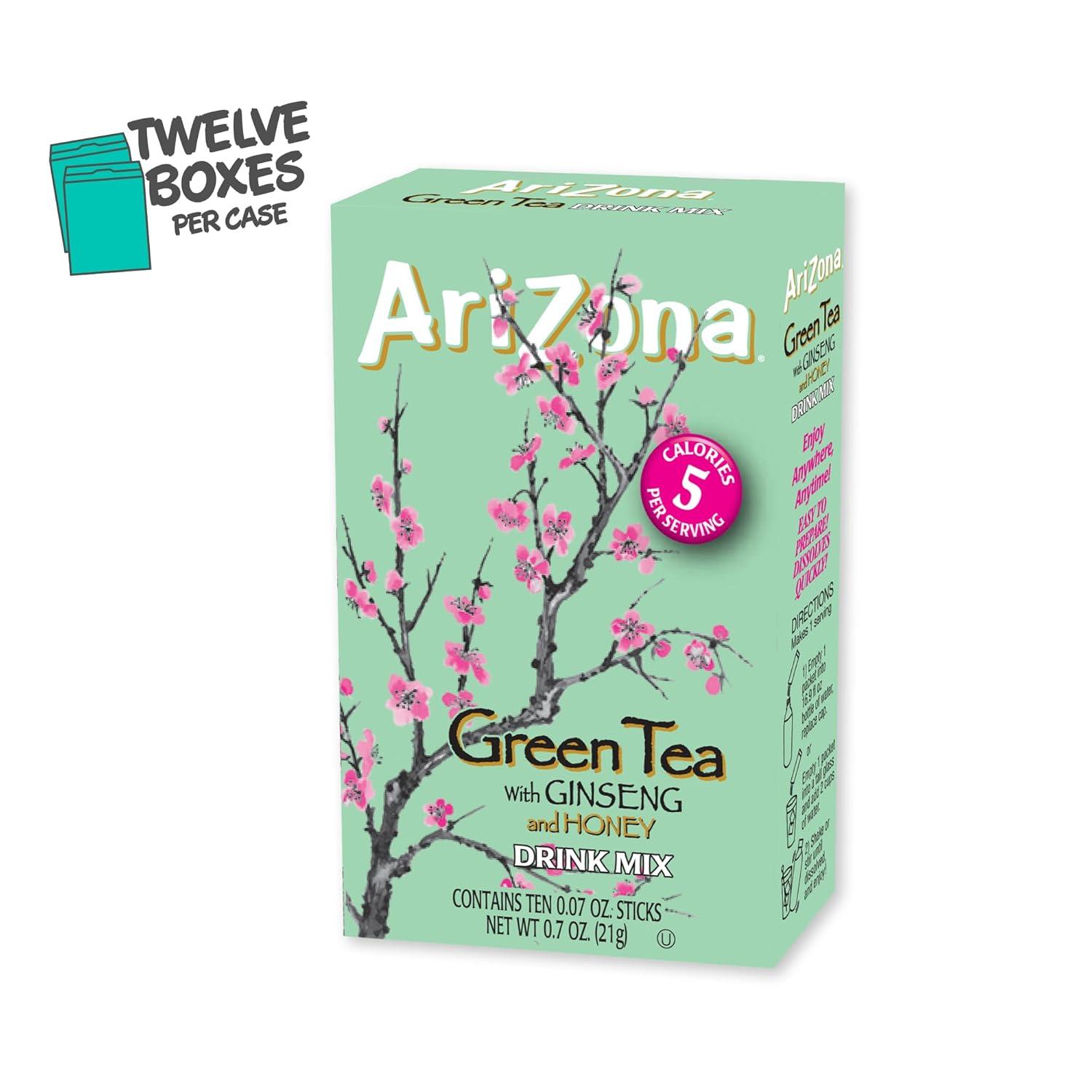 image:imageAriZona Green Tea with Ginseng and Honey OntheGo Powdered Drink Mix 007oz 120 Count 10ct Boxes Pack of 12Green Tea