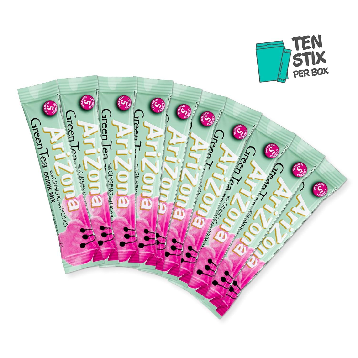 image:imageAriZona Green Tea with Ginseng and Honey OntheGo Powdered Drink Mix 007oz 120 Count 10ct Boxes Pack of 12Green Tea