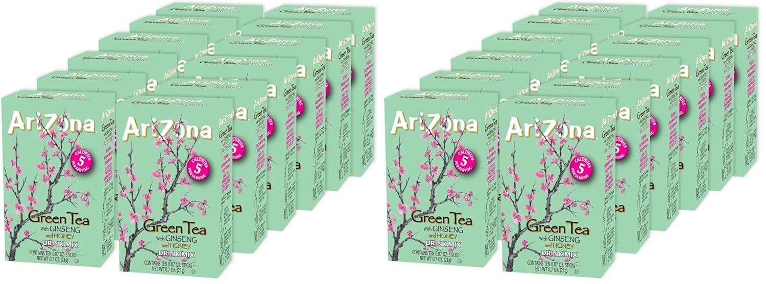 image:imageAriZona Green Tea with Ginseng and Honey OntheGo Powdered Drink Mix 007oz 120 Count 10ct Boxes Pack of 12Green Tea