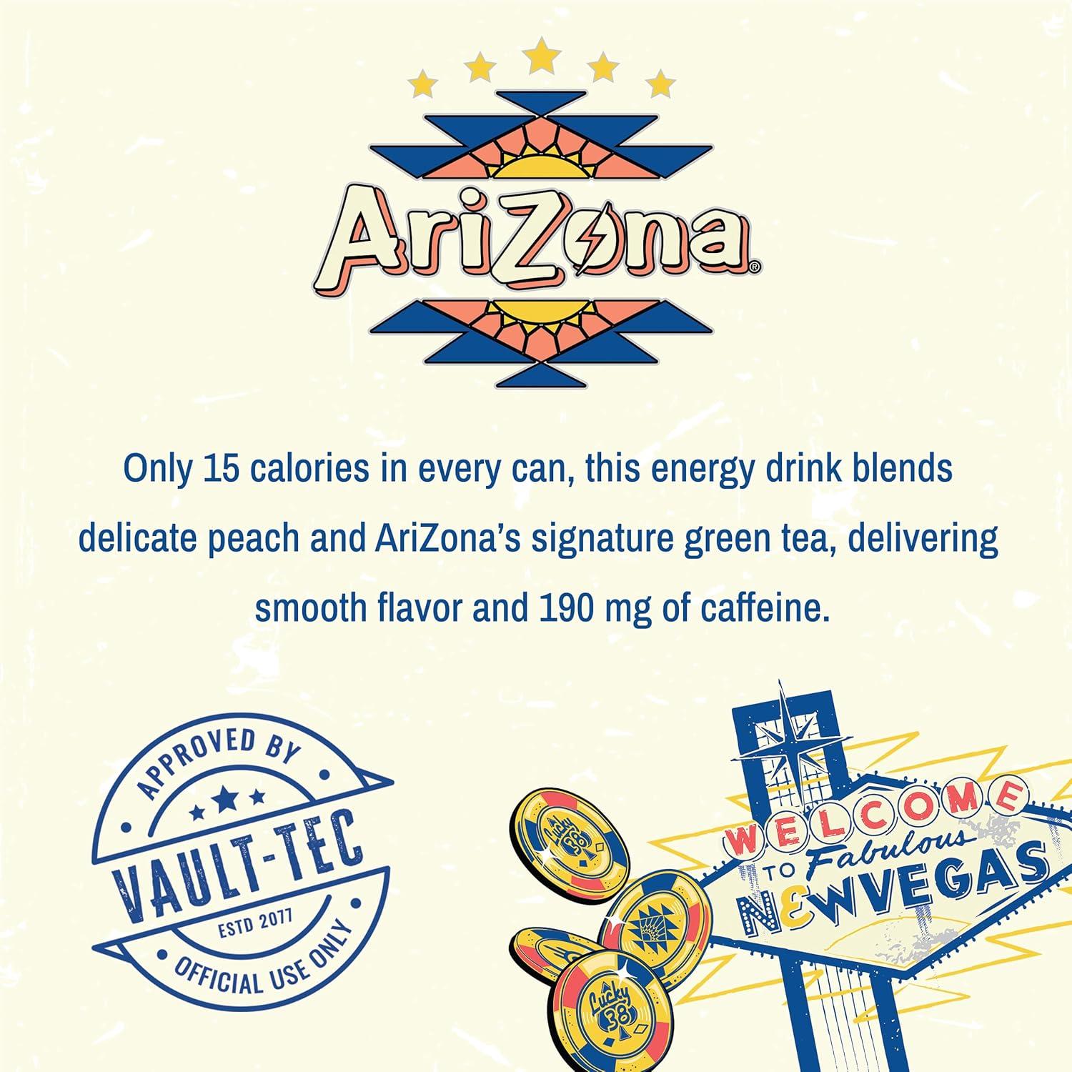 image:imageAriZona x Fallout Pomegranate Green Tea 12 pack 22 fl oz 234mg Natural Caffeine per CanLow Calorie Peach