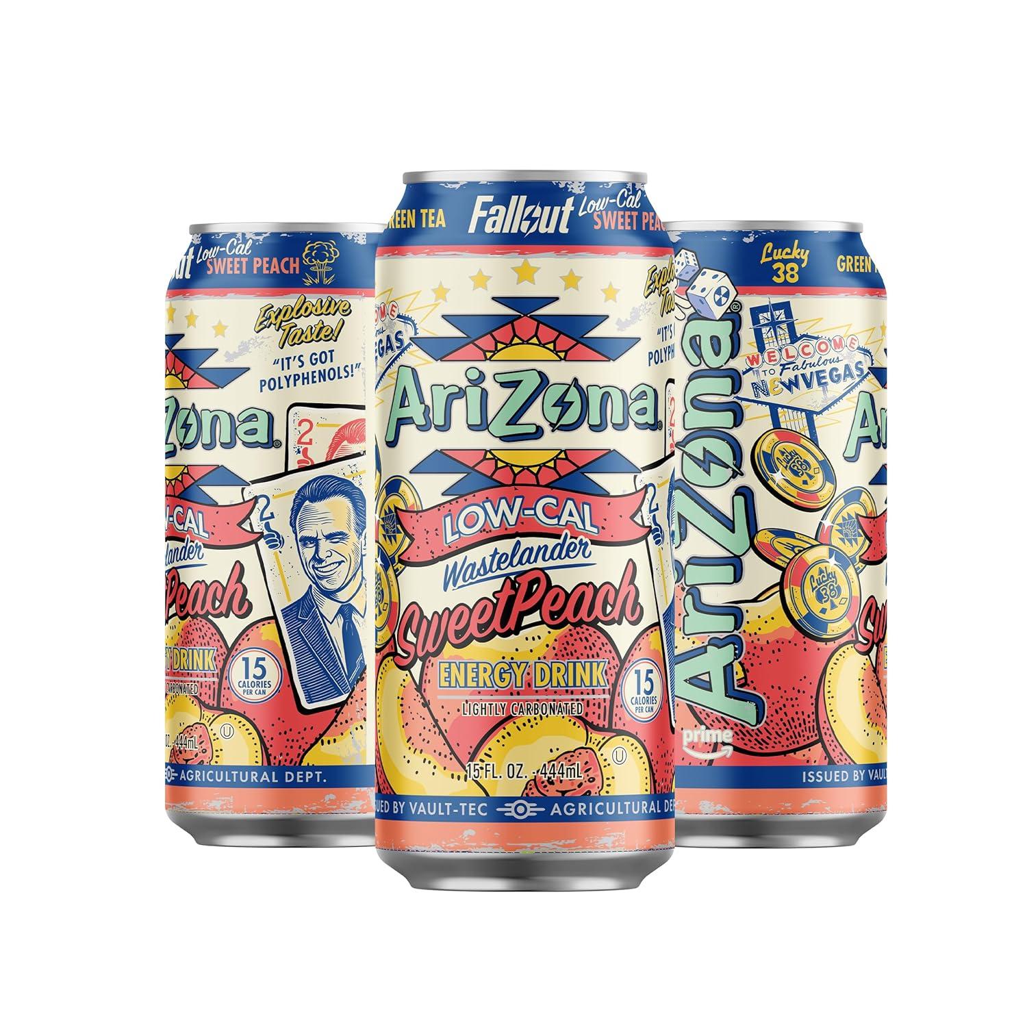 image:imageAriZona x Fallout Pomegranate Green Tea 12 pack 22 fl oz 234mg Natural Caffeine per CanLow Calorie Peach