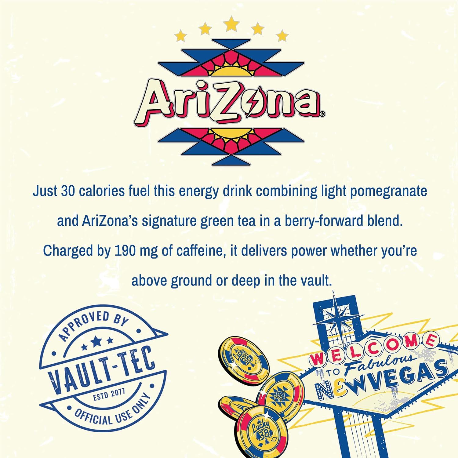 image:imageAriZona x Fallout Pomegranate Green Tea 12 pack 22 fl oz 234mg Natural Caffeine per CanLow Calorie Pomegranate