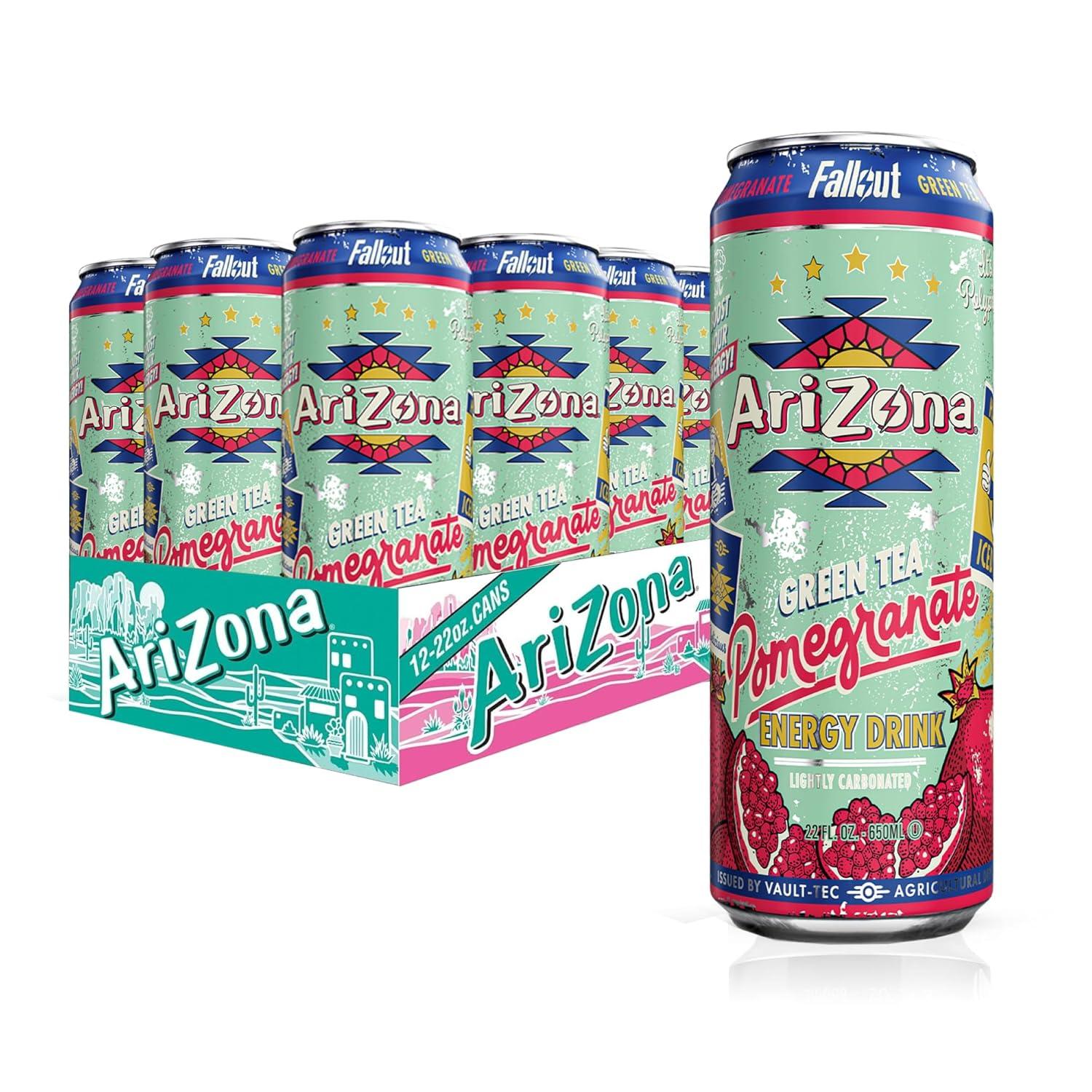 image:imageAriZona x Fallout Pomegranate Green Tea 12 pack 22 fl oz 234mg Natural Caffeine per CanPomegranate