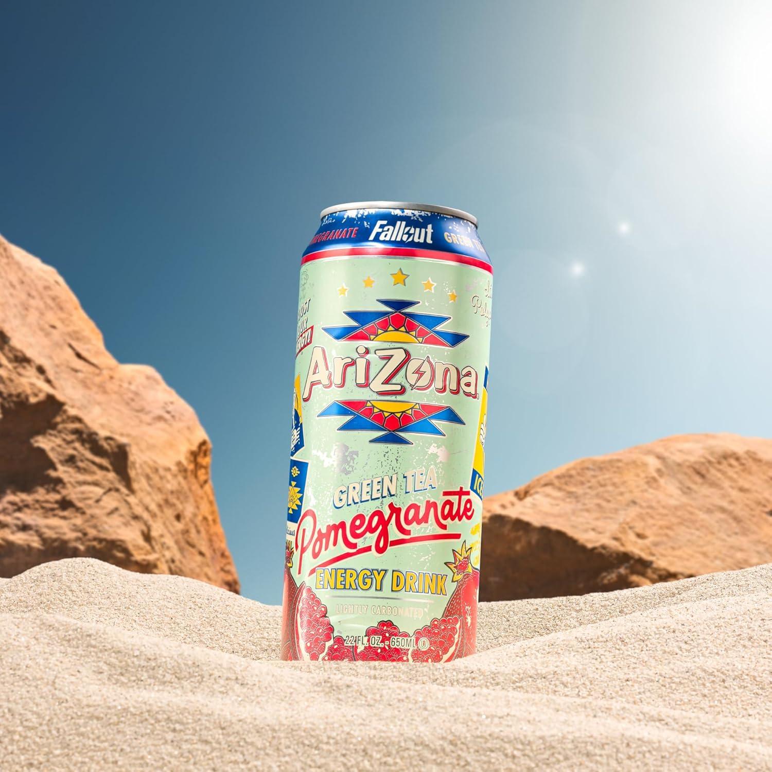 image:imageAriZona x Fallout Pomegranate Green Tea 12 pack 22 fl oz 234mg Natural Caffeine per CanPomegranate