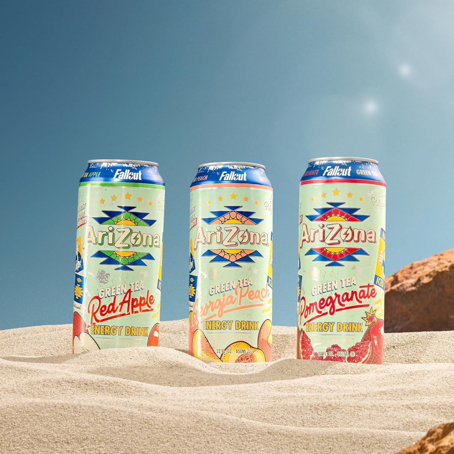 image:imageAriZona x Fallout Pomegranate Green Tea 12 pack 22 fl oz 234mg Natural Caffeine per CanVariety Pack