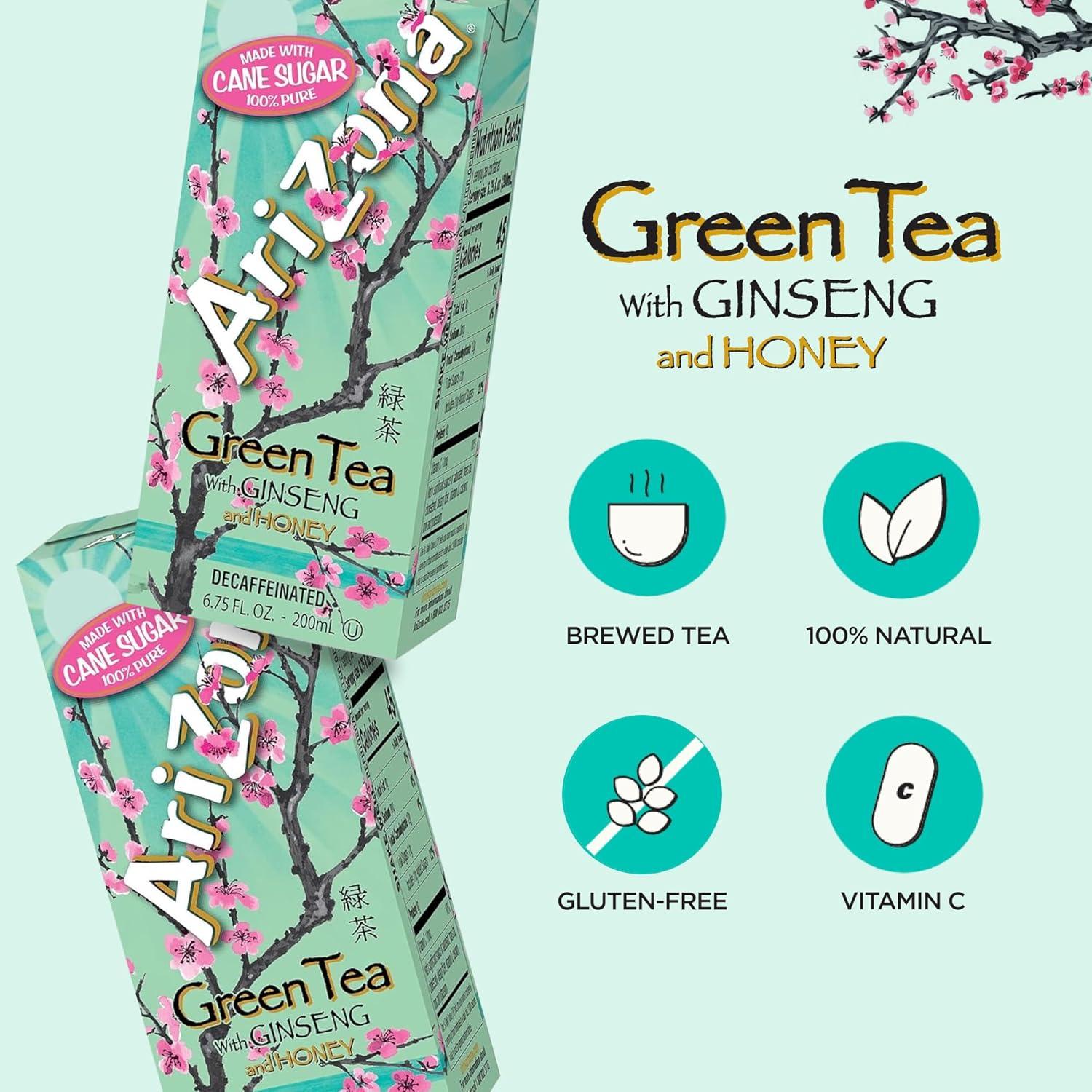 image:imageArizona Green Tea with Ginseng and Honey Tetra Box 675 Fl Oz Pack of 32Green Tea