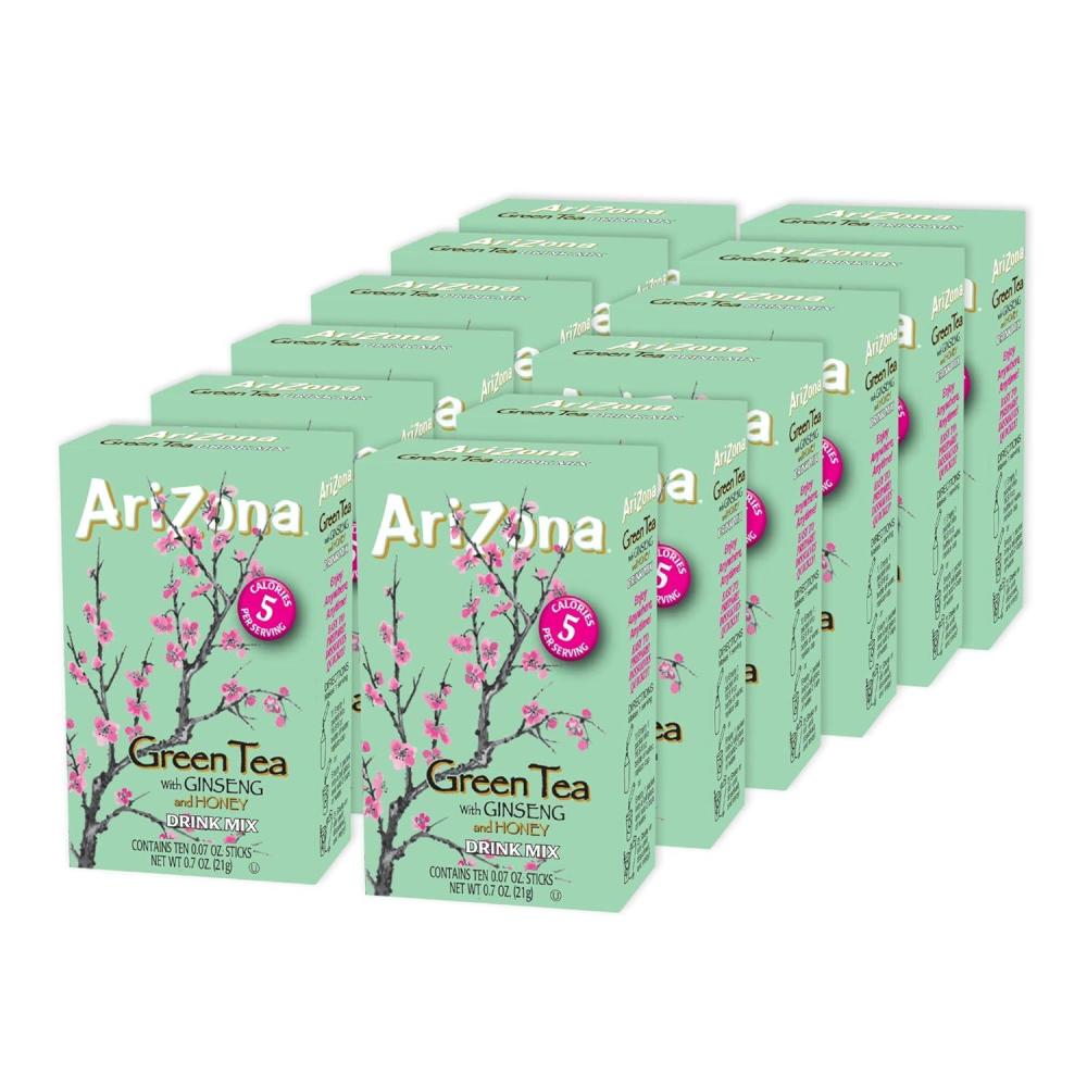 image:imageAriZona Green Tea with Ginseng and Honey OntheGo Powdered Drink Mix 007oz 120 Count 10ct Boxes Pack of 12Green Tea