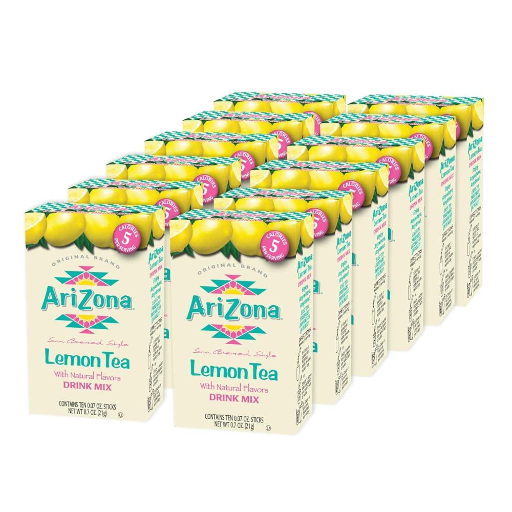 image:imageAriZona Green Tea with Ginseng and Honey OntheGo Powdered Drink Mix 007oz 120 Count 10ct Boxes Pack of 12Lemon Tea