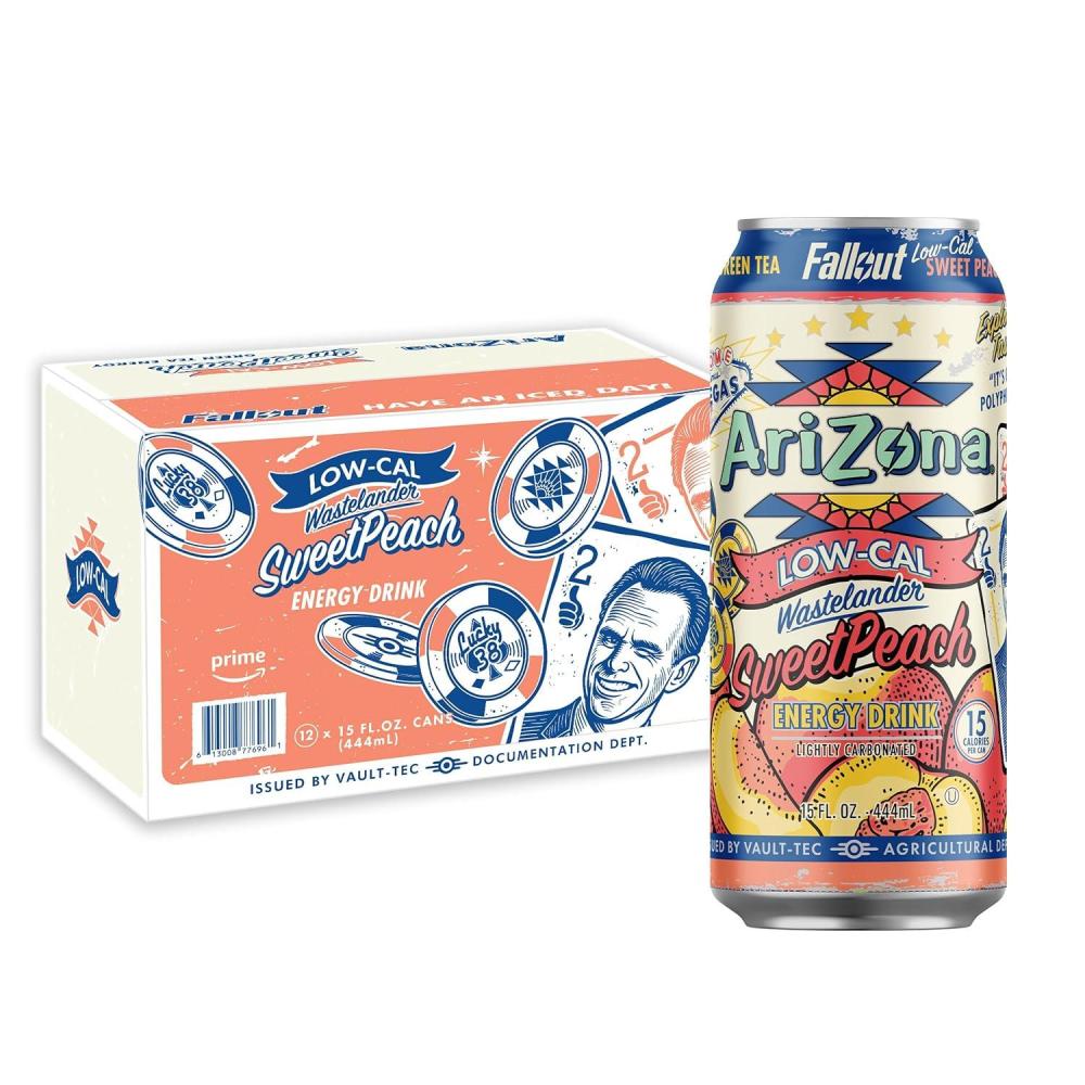 image:imageAriZona x Fallout Pomegranate Green Tea 12 pack 22 fl oz 234mg Natural Caffeine per CanLow Calorie Peach