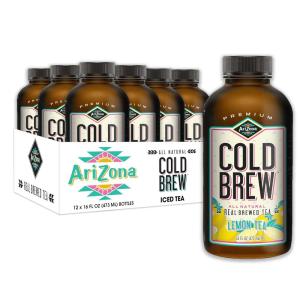 AriZona Cold Brew Green Tea – Premium Cold Brew Iced Tea (Pack of 12)(Lemon Tea)