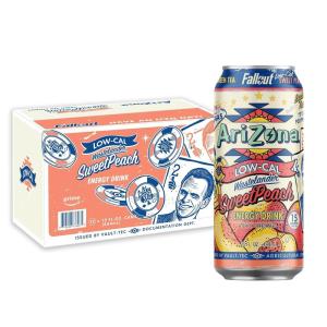 AriZona x Fallout Pomegranate Green Tea, 12 pack 22 fl oz – 234mg Natural Caffeine per Can(Low Calorie Peach)