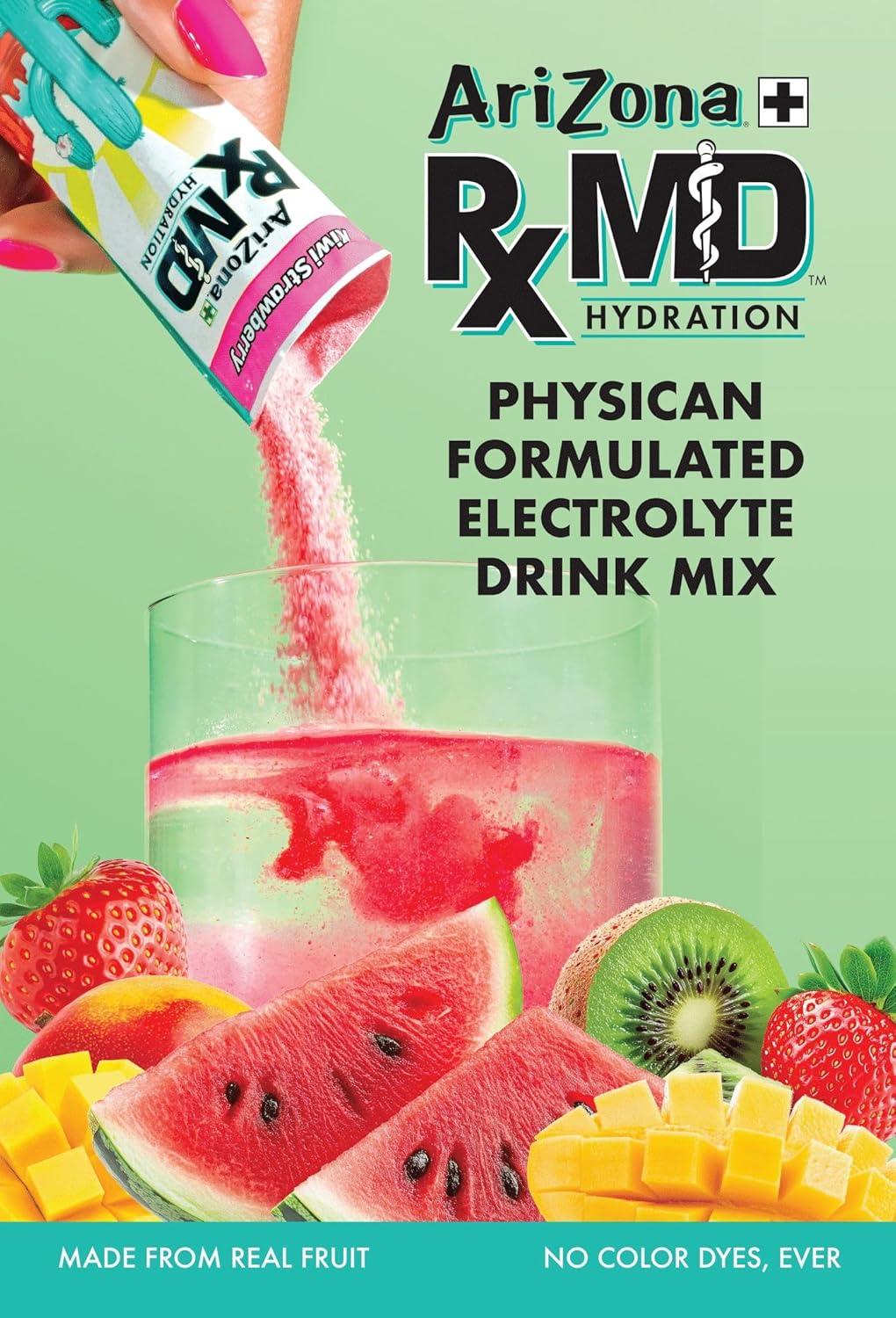 image:imageArizona Rx MD Hydration Watermelon Drink Mix 920mg of Electrolytes 045 oz Powder Sticks Pack of 6Kiwi Strawberry