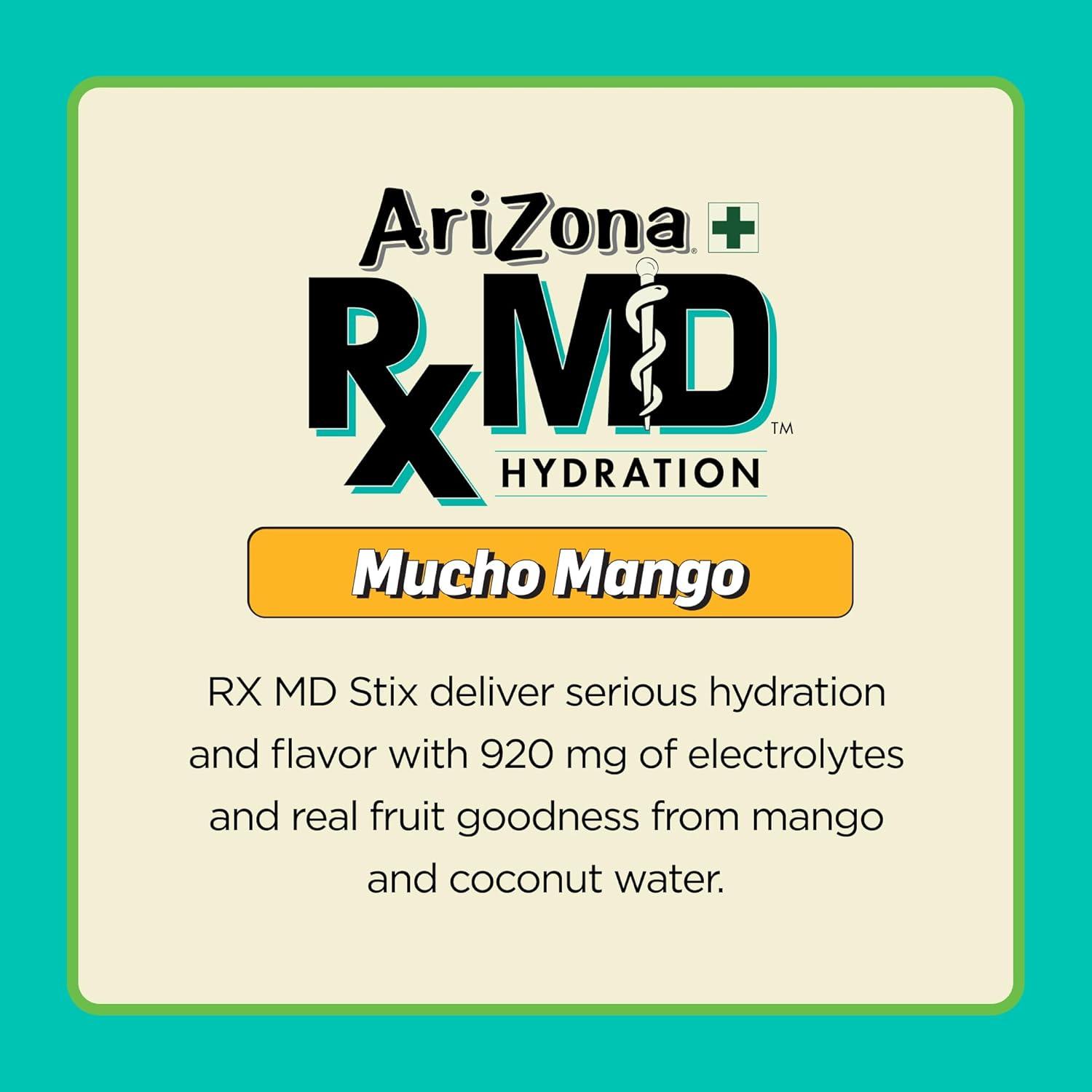 image:imageArizona Rx MD Hydration Watermelon Drink Mix 920mg of Electrolytes 045 oz Powder Sticks Pack of 6Mucho Mango