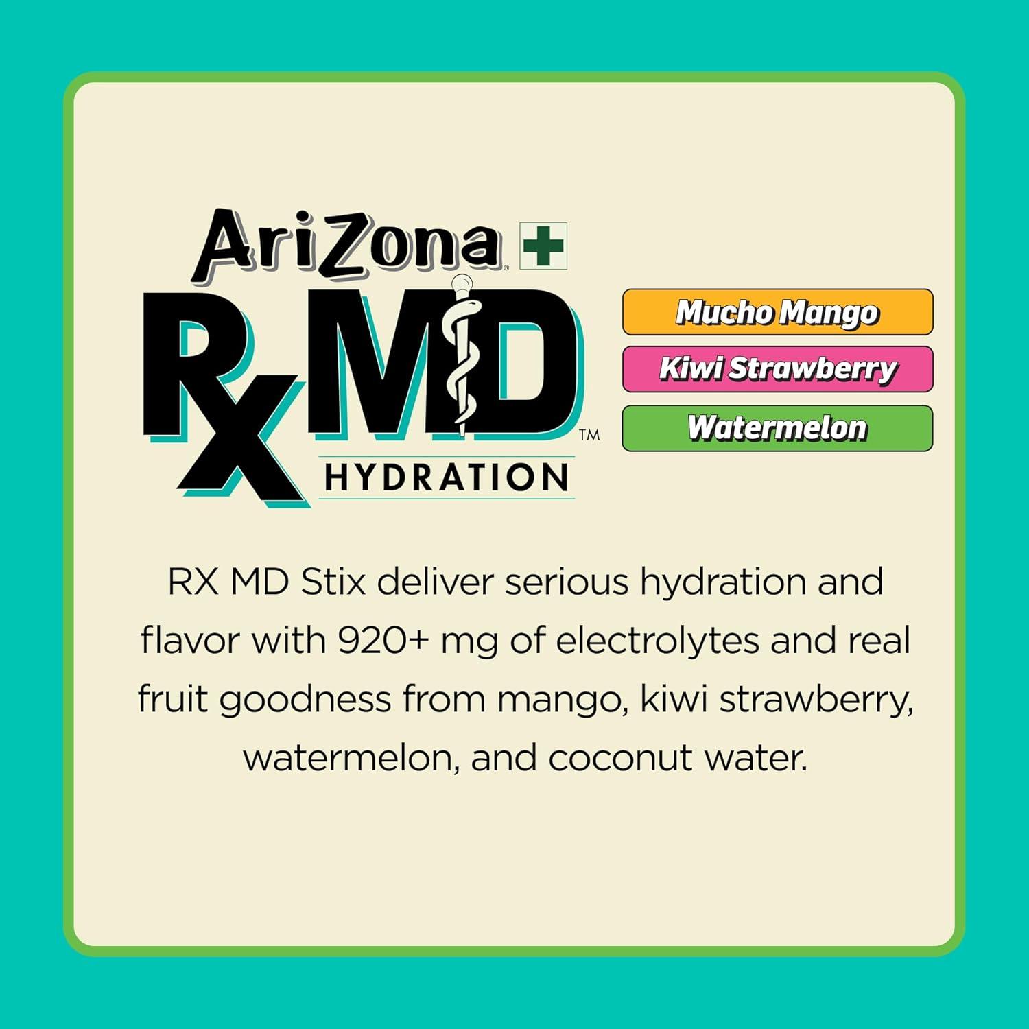 image:imageArizona Rx MD Hydration Watermelon Drink Mix 920mg of Electrolytes 045 oz Powder Sticks Pack of 6Variety Bundle 3 Flavors