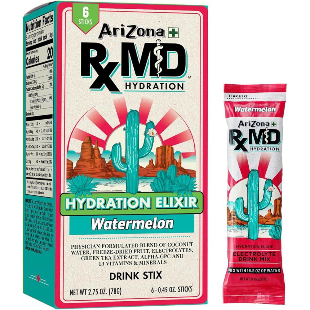 image:imageArizona Rx MD Hydration Watermelon Drink Mix 920mg of Electrolytes 045 oz Powder Sticks Pack of 6Watermelon