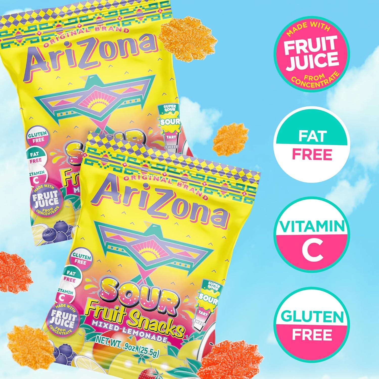 image:imageAriZona Fruit Snacks Sour Watermelon 10 Boxes of 10 ct 09oz Bags Total 100 ct Gluten Free Gummy ChewsSour Lemonade