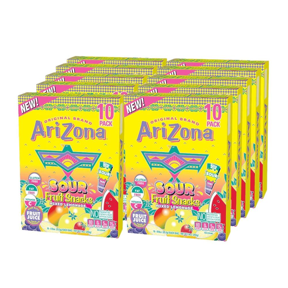 image:imageAriZona Fruit Snacks Sour Watermelon 10 Boxes of 10 ct 09oz Bags Total 100 ct Gluten Free Gummy ChewsSour Lemonade
